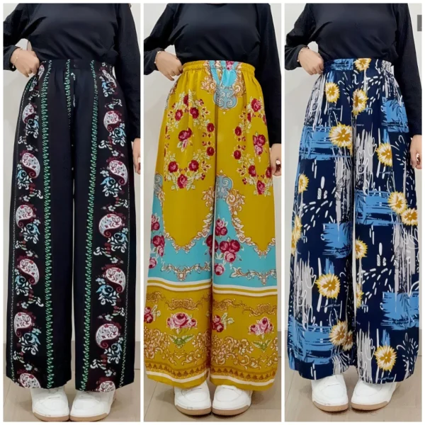 Celana Kulot Hommy Free Pouch Motif Wanita Bahan Rayon Kulot