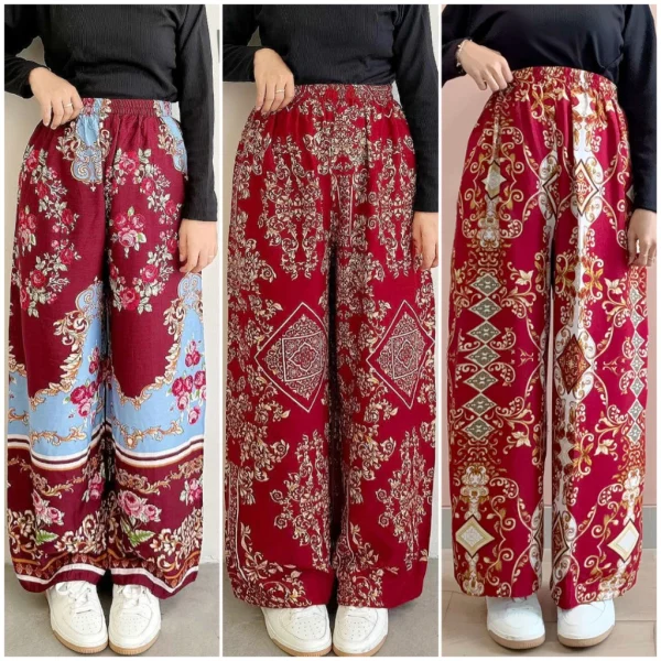 Celana Kulot Hommy Free Pouch Motif Wanita Bahan Rayon Kulott
